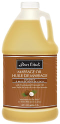 Bon Vital' Coconut Massage Oil, 1/2-Gallon Container, 100% Pure Fractionated Coconut Oil for Dry Skin, Lightweight Non-Greasy, Neutral Scent, Non-Staining, for Massage Therapy & At-Home Use