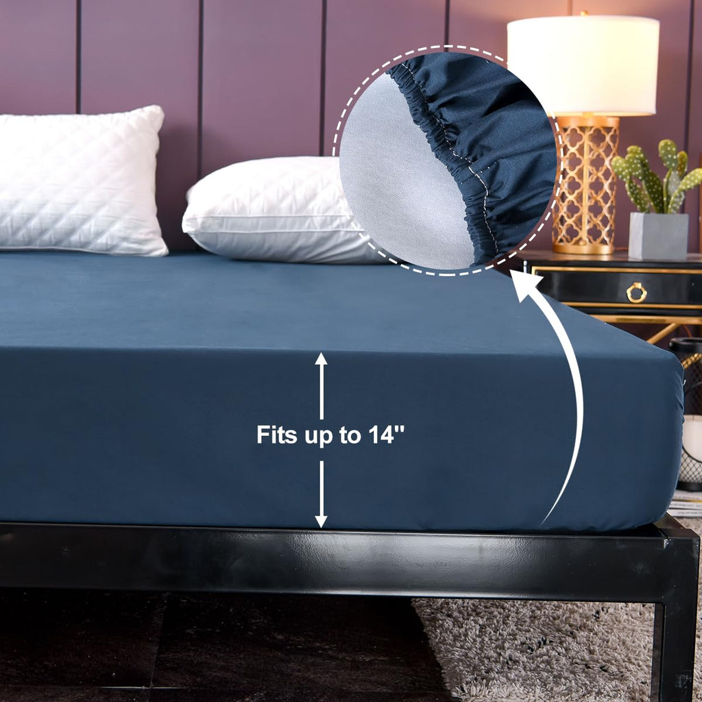 NTBED Black Waterproof Mattress Protector Cover Full Size Deep Pocket Polyester Bed Mattress Pad Cover Solid Color Fitted Sheet (54” x 75”)